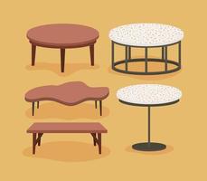 five room tables vector