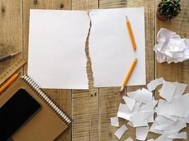 Office composition brainstorming process sheets on the table photo