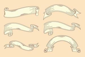 six sketch ribbons vector