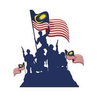 banderas y guerreros de malasia vector
