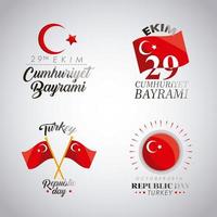 turkey celebration four icons vector