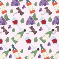 wine icons pattern vector