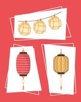 set of chinese lanterns vector