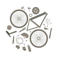 bycicle parts icons vector