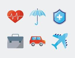 six insurance service icons vector