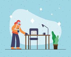 woman cleaning the office vector