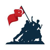 Zafer bayrami soldiers with flag vector