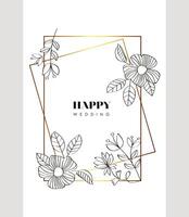 sketch flowers golden frames vector