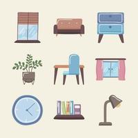conjunto de iconos de espacios domésticos vector