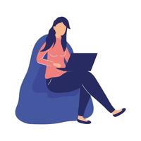 girl using laptop vector