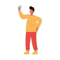 hombre tomando una selfie vector