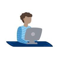 Man at office desk with computer vector