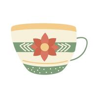 porcelain teacup utensil vector