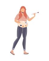 artista femenina con paleta vector