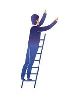 man on construction ladder vector