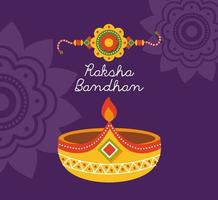 Raksha bandhan wristband and candle vector