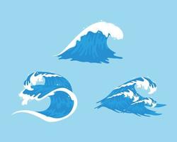 three ocean waves vector