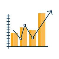 statistics bars with arrow vector