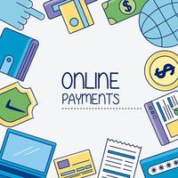 Online payments icon group vector