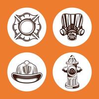 firefighter icon set design vector