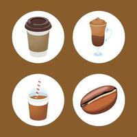 cuatro iconos de pausa para el café vector