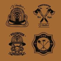 firefighter badges icons vector