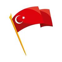 turkey flag in pole vector