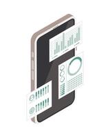 smartphone with analytics data vector