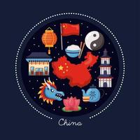 china icons in circle vector