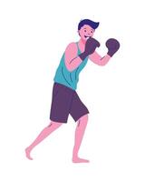 man practicing boxing vector