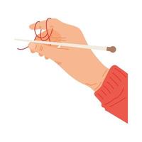 Hand holdigng knitting needle vector