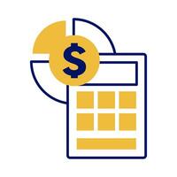 Coin pie chart and calculator vector