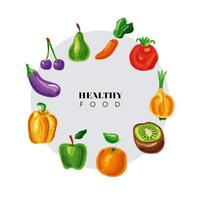 healthy food icons around vector