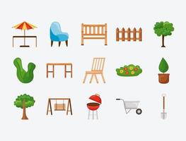 Garden icon collection vector