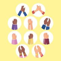 hands clapping icon group vector