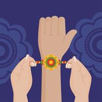 Hand with raksha bandhan wristband vector