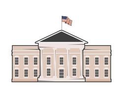 white house and flag vector