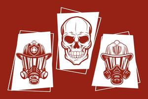 firefighter symbol collection design vector