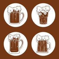 cuatro iconos de cervezas vector