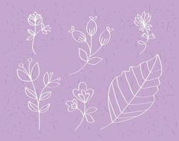 six sketch flowers vector