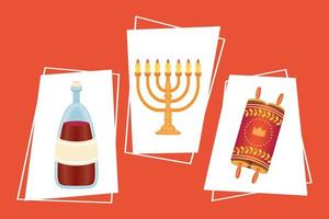 three rosh hashanah icons vector