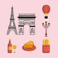 seven paris country icons vector