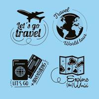 four travel letterings vector