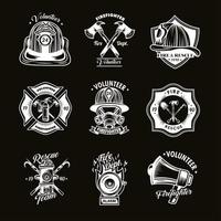 set of firefighter badges vector