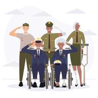 Veterans people with prosthetics vector