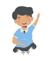 schoolboy seated character vector