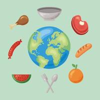 nine healthy food icons vector