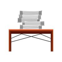 table with stack of paperwork vector