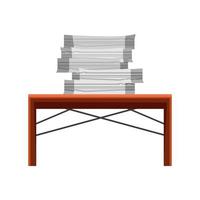 table with stack of paperwork vector