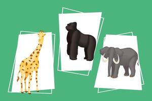 giraffe gorilla and elephant vector